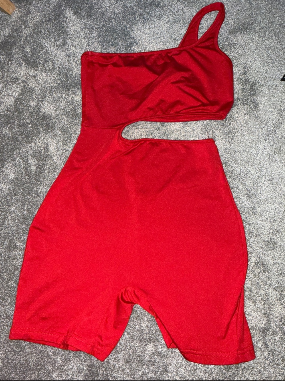 Red One-Shoulder Cutout Romper